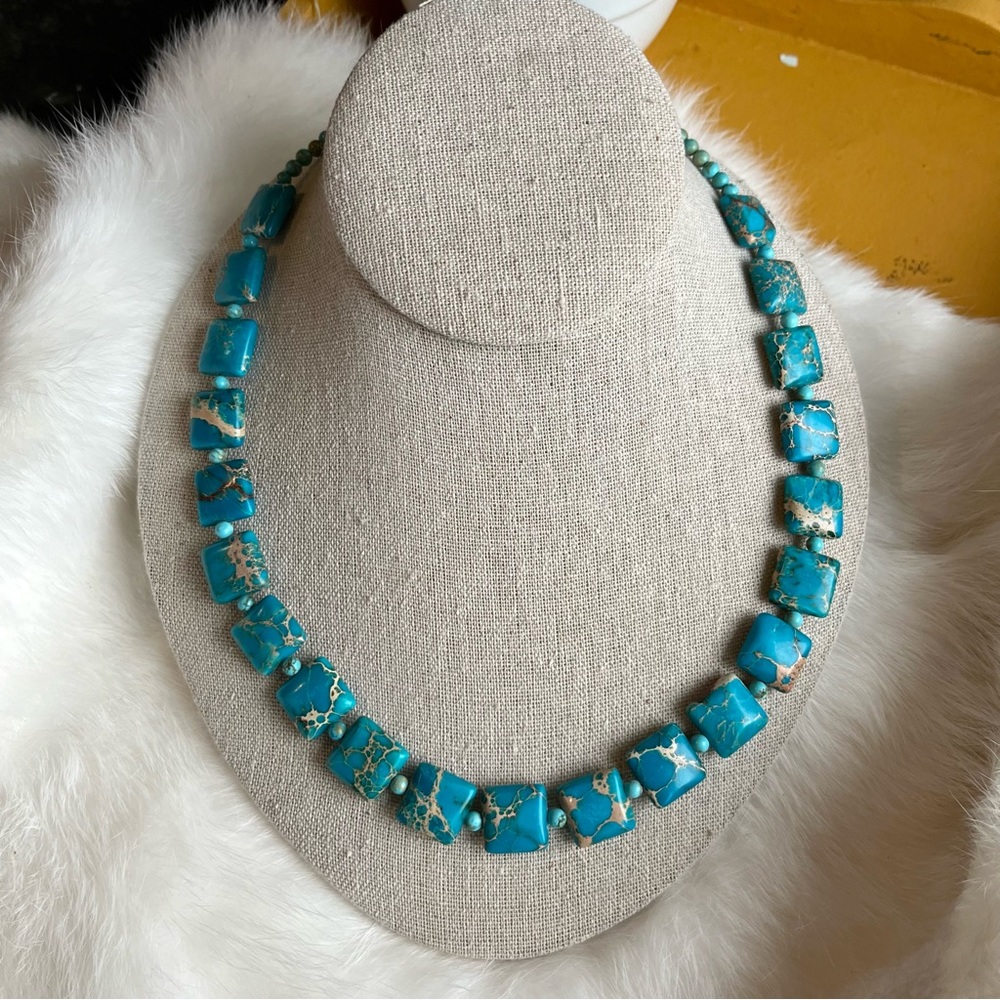 Handcrafted Turquoise Impression Jasper Gemstone Necklace